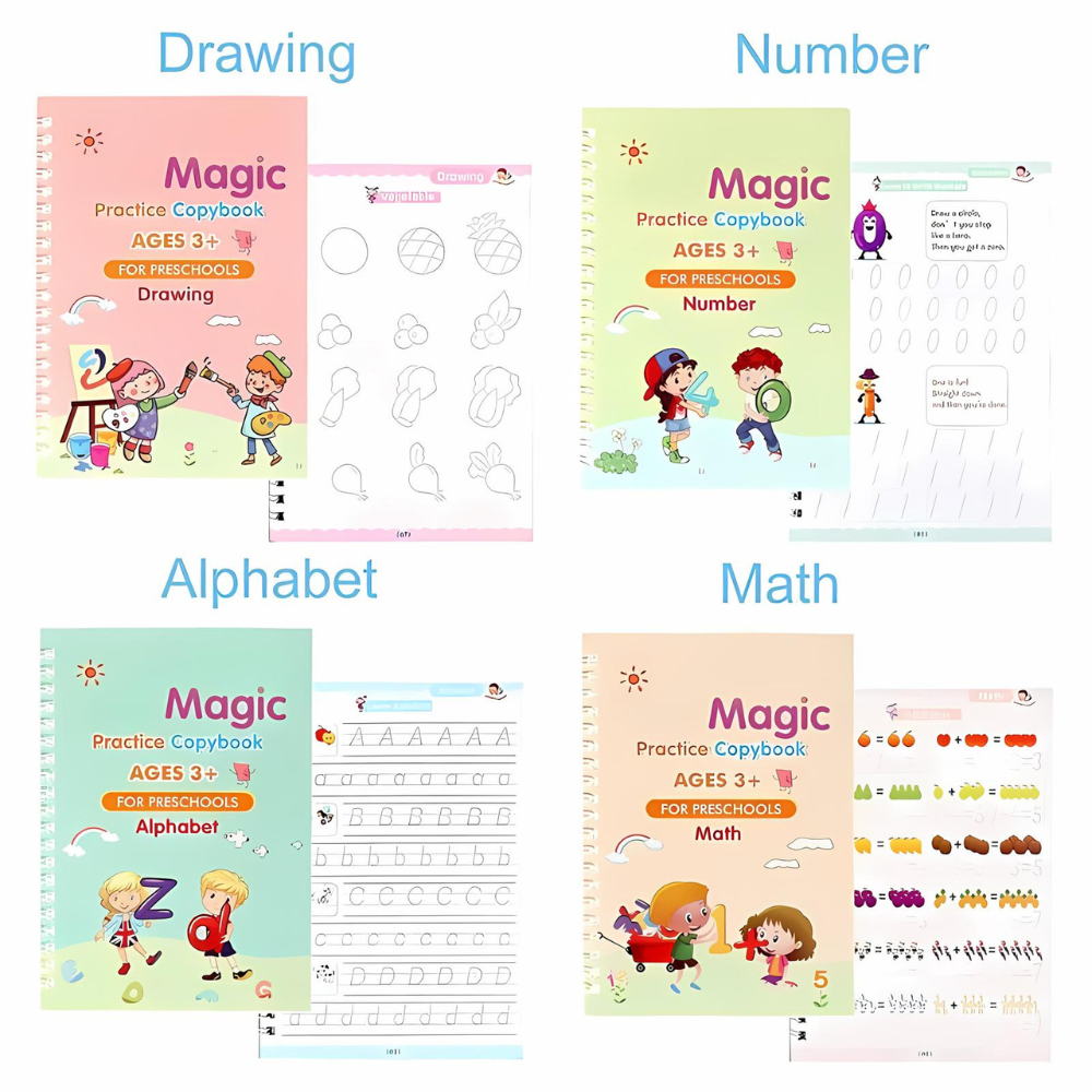 The "MAGIC" Fun Educational Grammar Tracer Kit! 🌈 (4 x Reusable Books + Pen/Grip/Ink Re-Fills!)