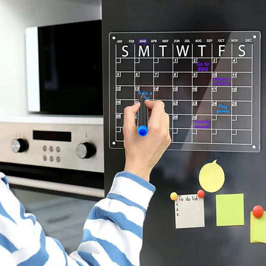 Magnetic Acrylic Dry Erase Monthly Calendar for Refrigerator_0